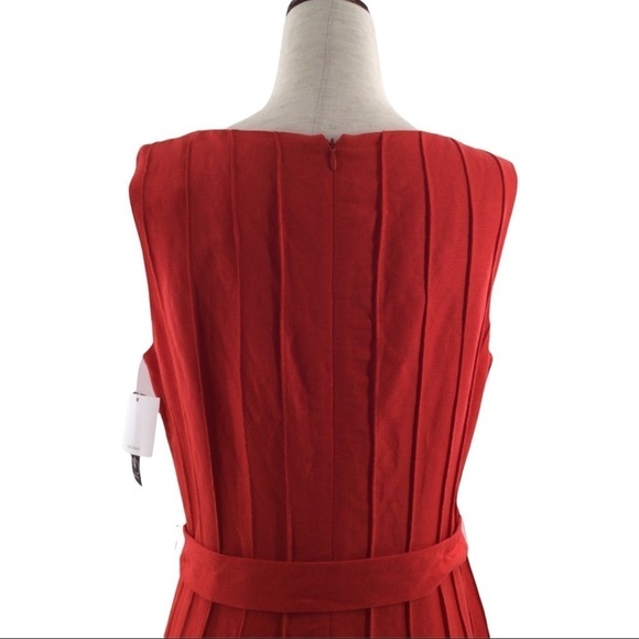 New Direction Dress Linen Blend Pleated Pintuck Tie Waist Dress - Picture 6 of 15